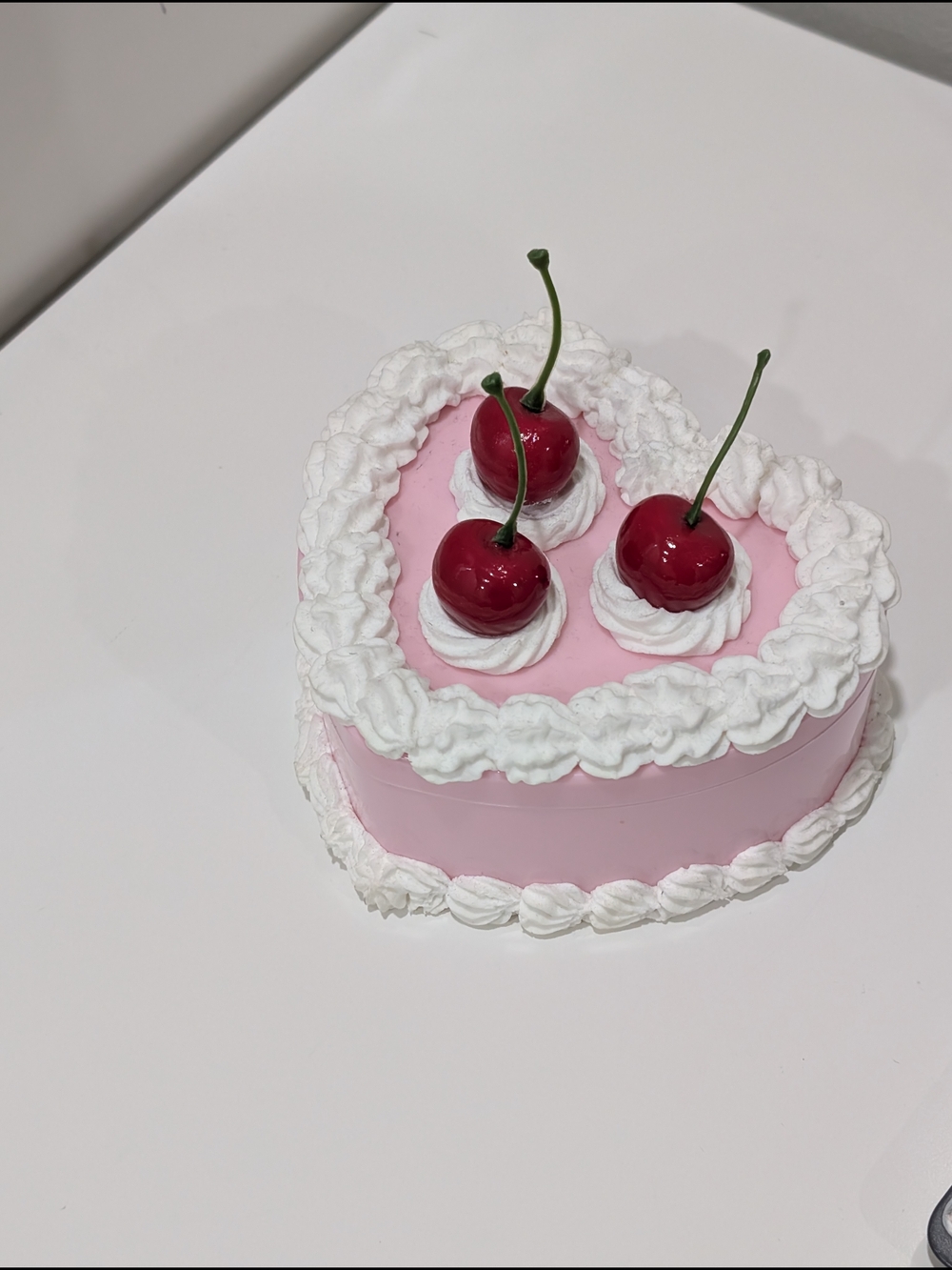 Heart-Shaped Pink Cherry Cake Decor